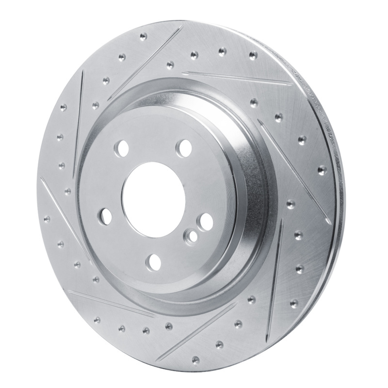 Mercedes-Benz SL550 Brake Rotor (1) - Rear Left - R1 Concepts - Drilled & Slotted - Silver - `13-`20
